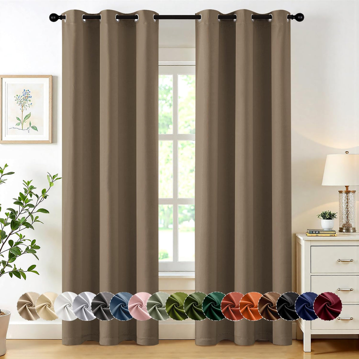 MIULEE Blackout Curtains for Bedroom 2 Panels 40 x 63 Inch Long Dark Grey