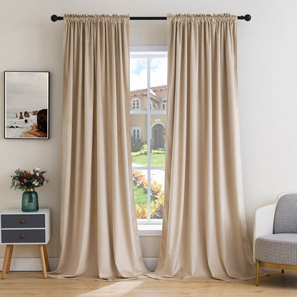 MIULEE Dusty Rose Pink Velvet Room Darkening Curtains for Bedroom W52 x L84