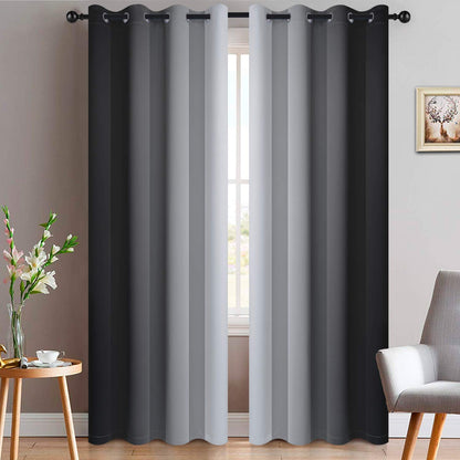 Yakamok Ombre Curtains Blue and Greyish White for Living Room,52Wx84L