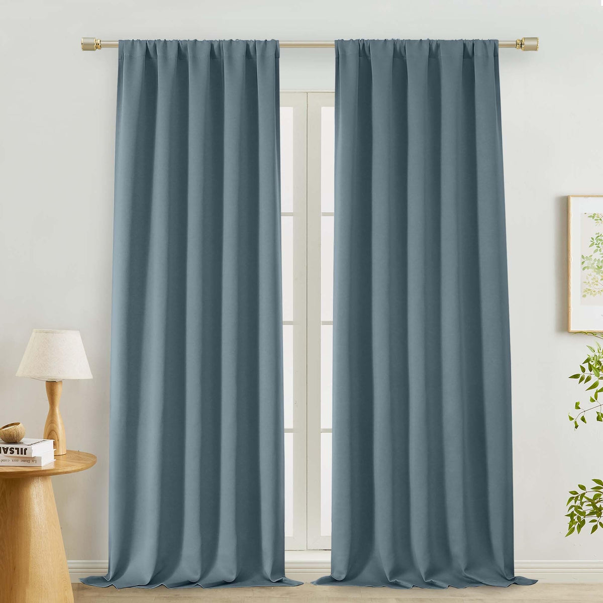 Lecloud Sage Green Room Darkening Curtains 54 Inch Length 2 Panels, Window Curtains for Bedroom, Energy Thermal Insulating Rod Pocket Curtain Drapes for Small Window, 40" W x 54" L