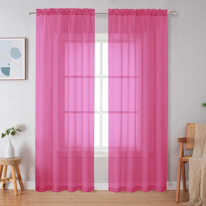 Simplebrand Black Sheer Curtains 84 Inches Long 2 Panels for Living Room