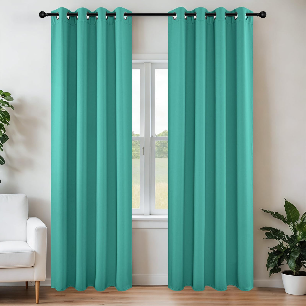 Joydeco Blackout Curtains for Bedroom 84 Inch - Black Out Curtains with Grommets Thermal Insulated Room Darkening Light Blocking, Noise Reducing & Wrinkle-Free Drapes for Living Room Windows, 2 Panels