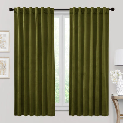 RYB HOME Blue Velvet Blackout Curtains for 84 inches Bedroom Living Room