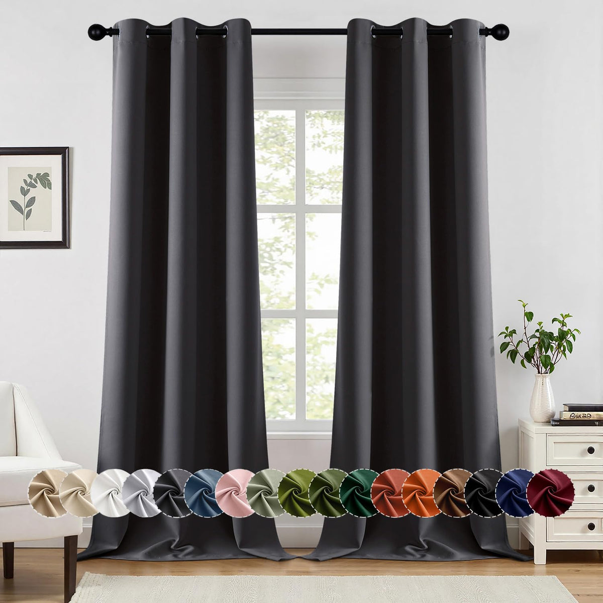 MIULEE Blackout Curtains for Bedroom 2 Panels 40 x 63 Inch Long Pink