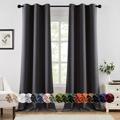MIULEE Blackout Curtains for Bedroom 2 Panels 40 x 84 Inch Long Black