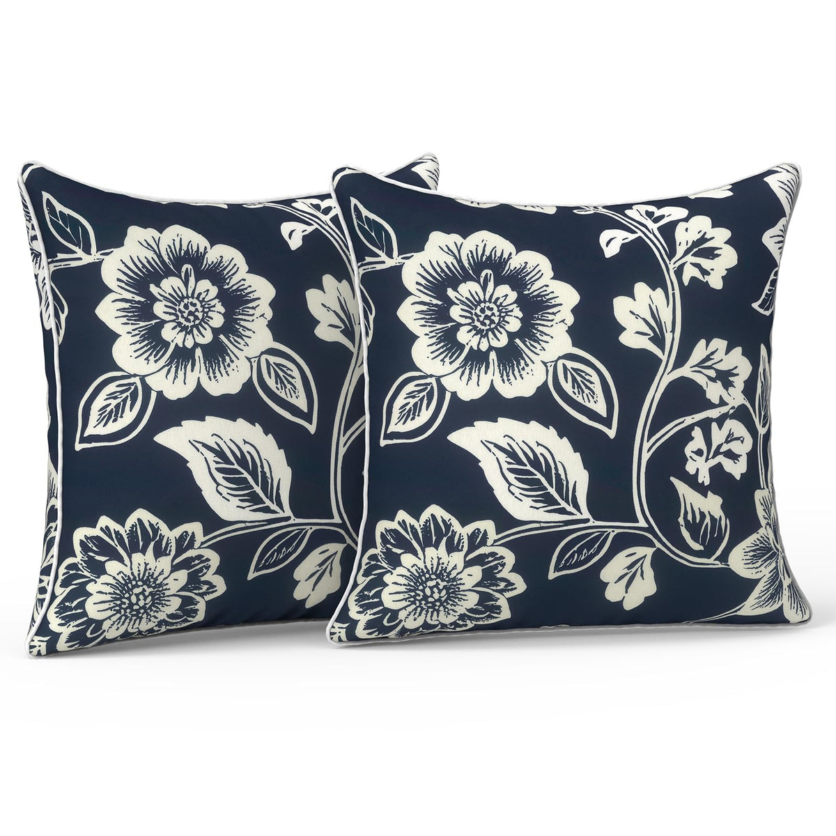 LVTXIII Set of 2 Patio Lumbar Pillows, 12" x 20" Fade Resistant Outdoor Lumbar Pillow with Inners, Fluffy Decorative Garden Lumbar Cushions for Home Patio Coach Sofa Use, Jacobean Black