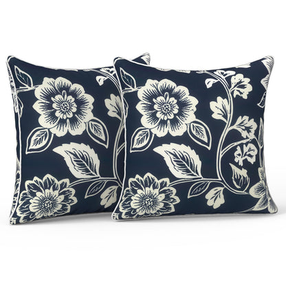 LVTXIII Set of 2 Patio Lumbar Pillows, 12" x 20" Fade Resistant Outdoor Lumbar Pillow with Inners, Fluffy Decorative Garden Lumbar Cushions for Home Patio Coach Sofa Use, Jacobean Black