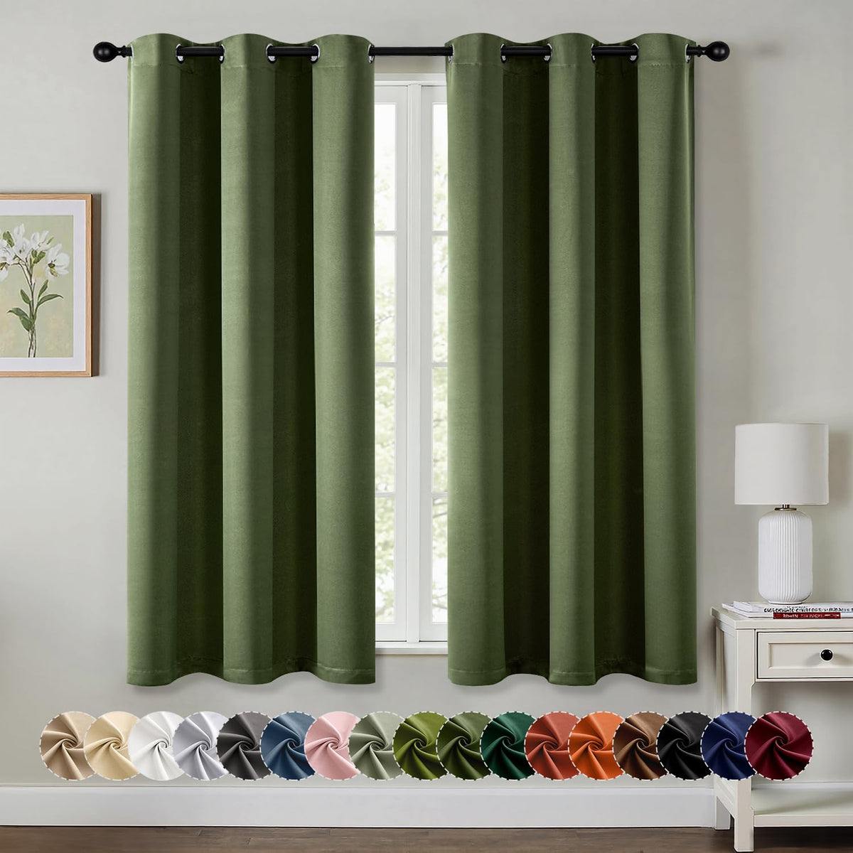 MIULEE Blackout Curtains for Bedroom 2 Panels 40 x 63 Inch Long Navy Blue