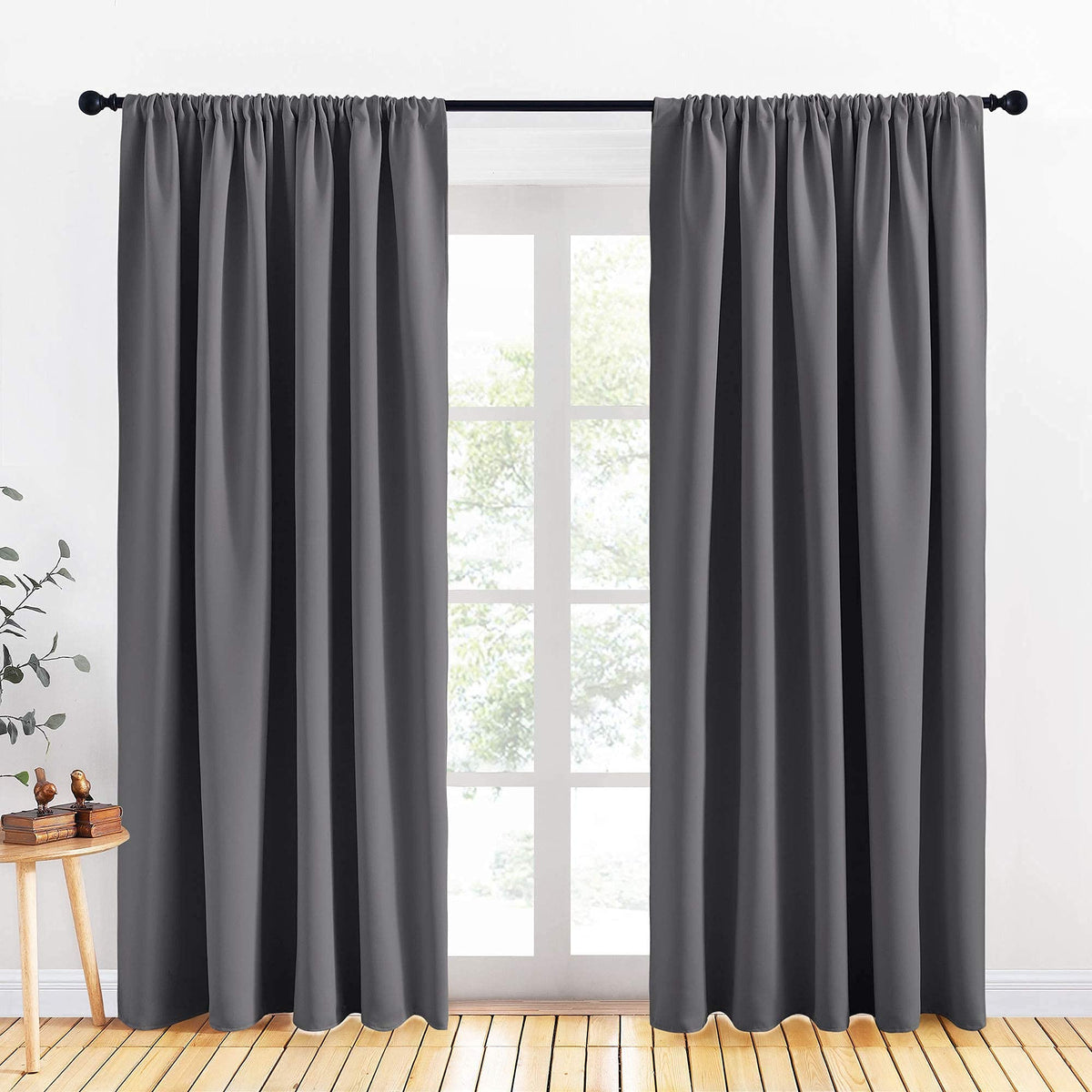 PONY DANCE Black Out Curtains 72 inch Long, Black, 2 Panels