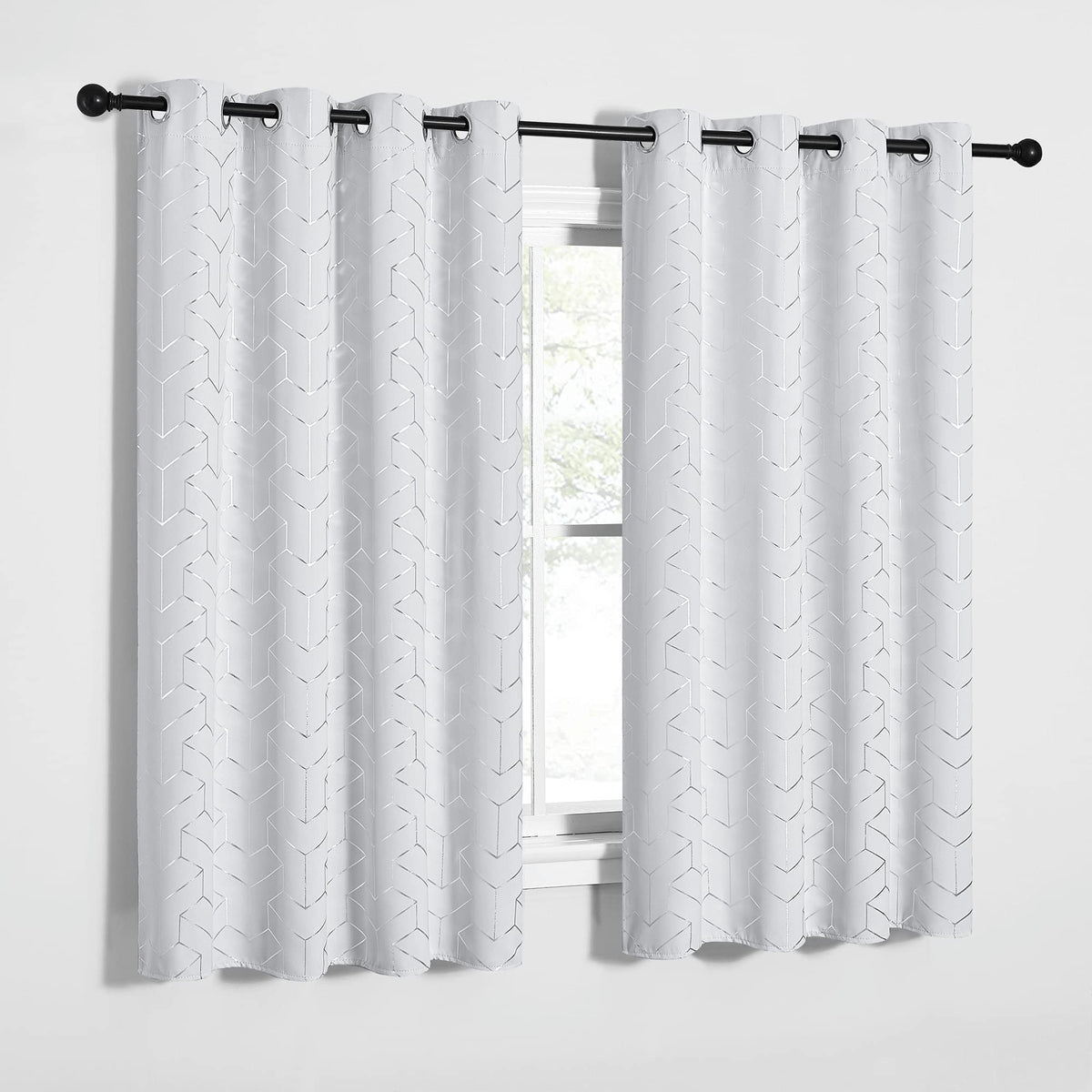NICETOWN Grey Blackout Striped Pattern Curtains for Living Room, 52 x 84