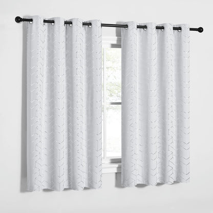 NICETOWN Grey Blackout Striped Pattern Curtains for Living Room, 52 x 84