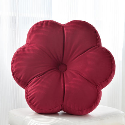 Flower Shaped Round Throw Pillow, Decorative Seat Cushion, 15", Ivory White