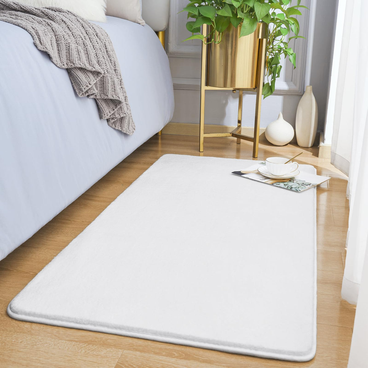 Amearea Modern Area Rugs for Bedroom Living Room, 4x6 Blue Memory Foam Rug