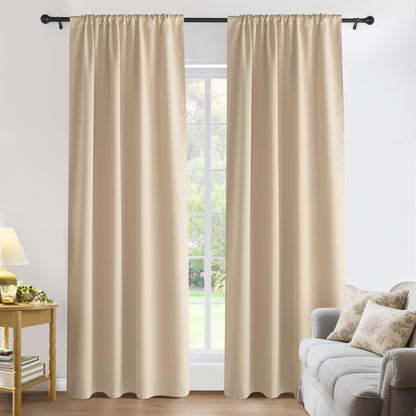 PONY DANCE Black Out Curtains 72 inch Long, Black, 2 Panels