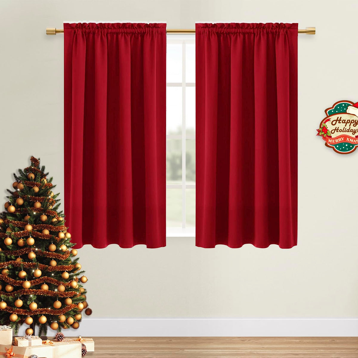 DWCN Blackout Curtains for Bedroom Living Room 42 x 63 Inch Long Black