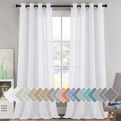 H.VERSAILTEX Natural Linen Sheer Curtains 84" 2 Panels Grommet