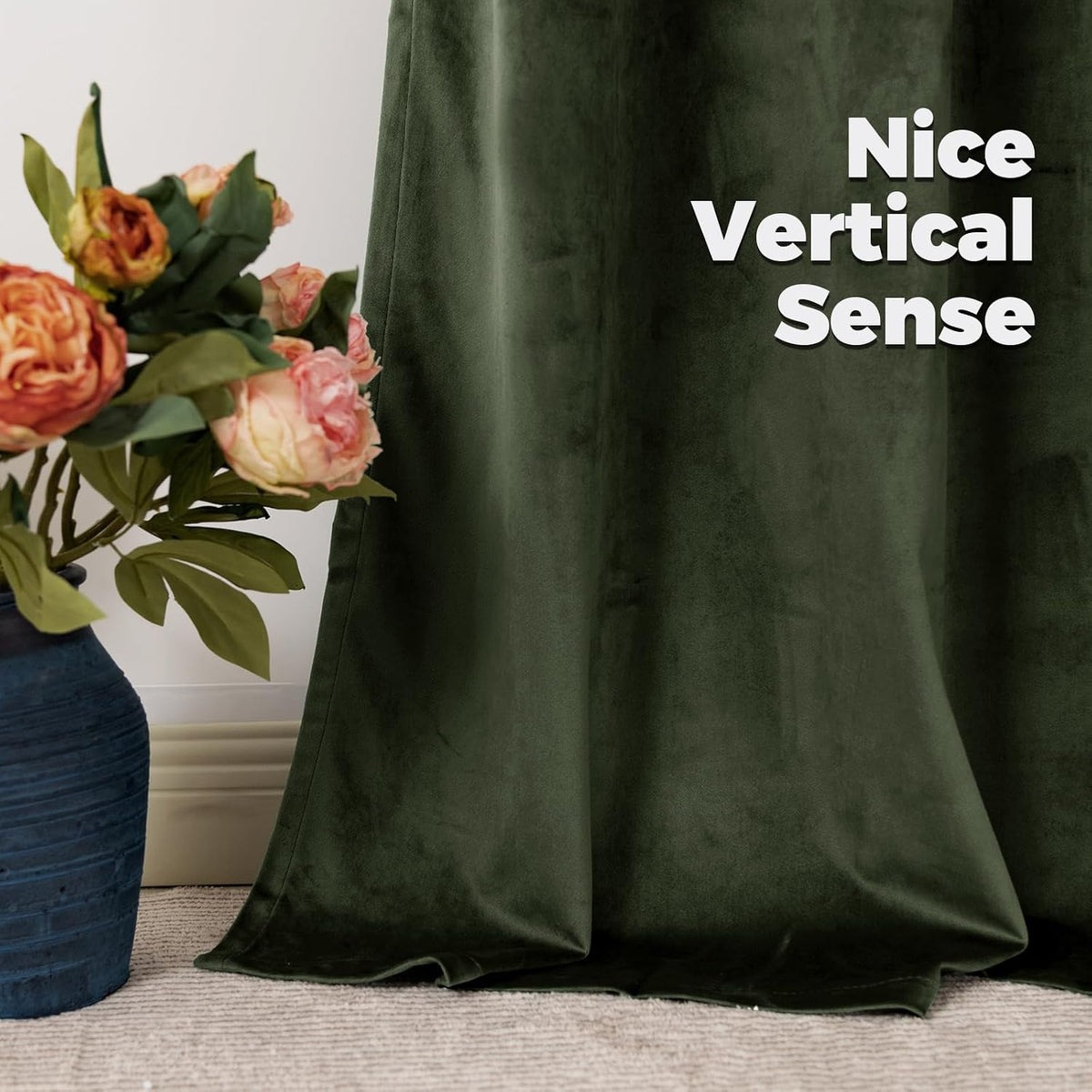 BGment Olive Green Velvet Blackout Curtains 52 x 84 Inch Length, 2 Panels