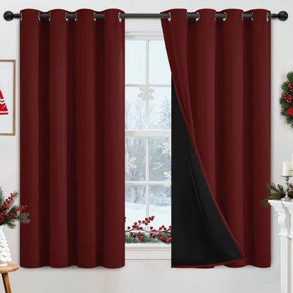Yakamok Burgundy Red Blackout Curtains 84 inches Long for Bedroom 38" Wide