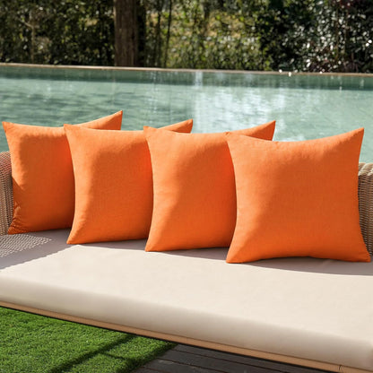 MIULEE Pack of 4 Decorative Outdoor Throw Pillow Covers Linen Waterproof Pillow Covers Summer Farmhouse Cushion Cases for Patio Garden Tent Balcony Couch Sofa 18x18 Inch Red/Turquoise