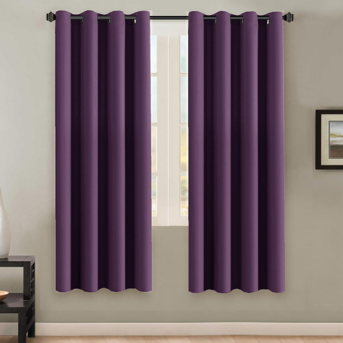 H.VERSAILTEX Blackout Curtains for Bedroom Thermal Insulated Room Darkening Living Room Curtains 63 Inch Long Grommet Privacy Protection Window Curtain Panels/Drapes for Nursery,2 Panels,Ivory/Cream