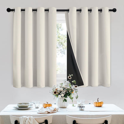 SimpleHome Cream 100% Blackout Curtains Room Darkening Living Room 84 Inch