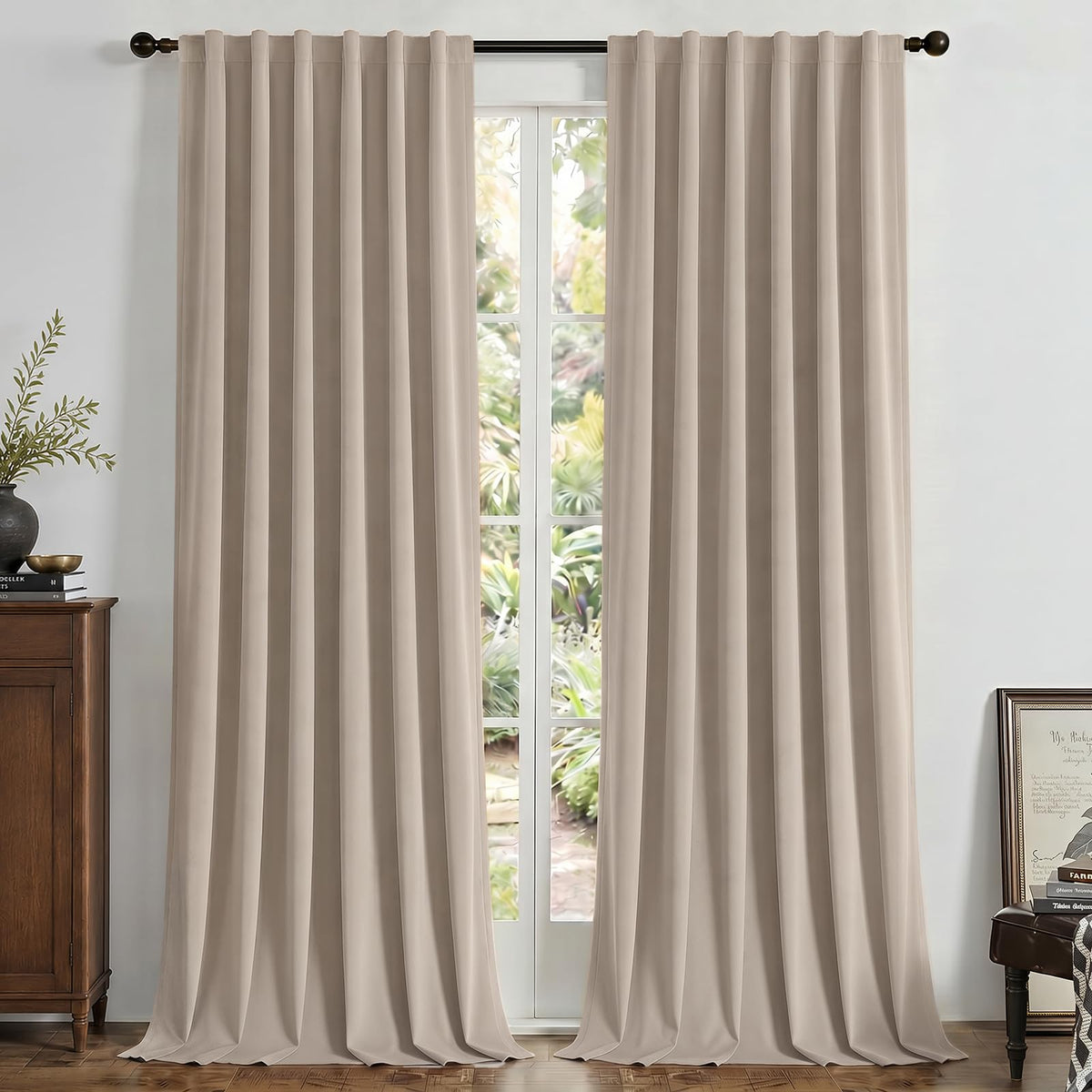Joydeco Velvet Blackout Curtains 84 Inch Length 2 Panels, Black Out Curtains for Bedroom Living Room, Thermal Insulated Luxury Heavy Duty Drapes, Heat & Light Blocking, Back Tab&Rod Pocket,52"W x 84"L