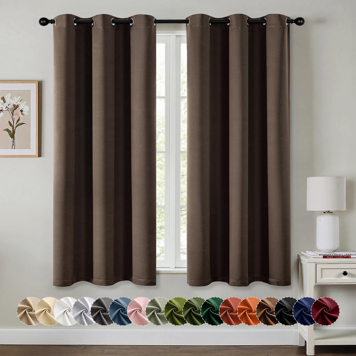 MIULEE Blackout Curtains for Bedroom 2 Panels 40 x 63 Inch Long Black