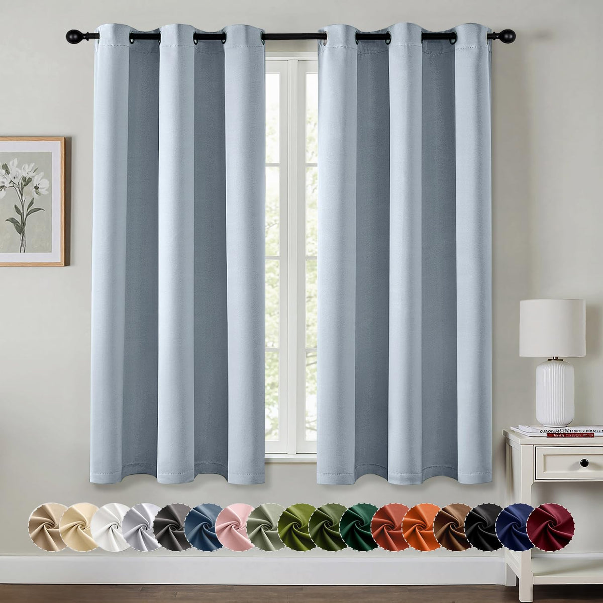 MIULEE Blackout Curtains for Bedroom 2 Panels 40 x 63 Inch Long Black