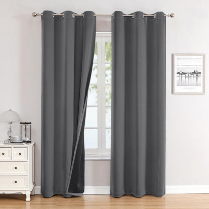 ChrisDowa 100% Blackout Curtains for Bedroom 63 Inch Long with Black Liner