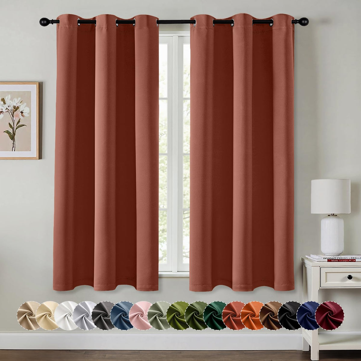 MIULEE Blackout Curtains for Bedroom 2 Panels 40 x 63 Inch Long Dark Grey