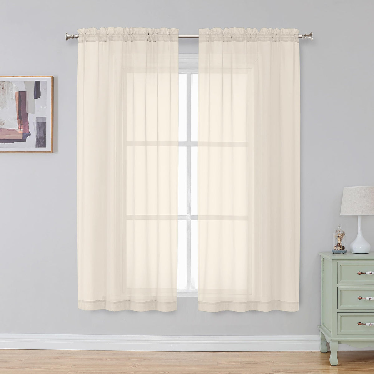 Simplebrand Black Sheer Curtains 84 Inches Long 2 Panels for Living Room