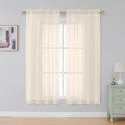 Simplebrand Black Sheer Curtains 84 Inches Long 2 Panels for Living Room