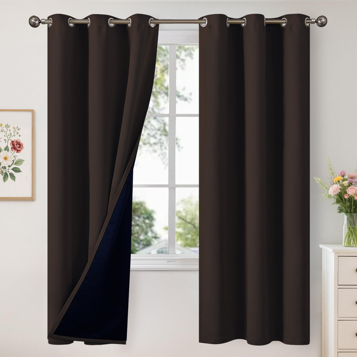 YoungsTex Black Blackout Curtains for Bedroom, Thermal Drapes Heat Blocking