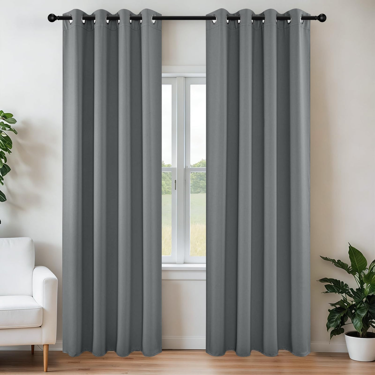 Joydeco Blackout Curtains for Bedroom 84 Inch - Black Out Curtains with Grommets Thermal Insulated Room Darkening Light Blocking, Noise Reducing & Wrinkle-Free Drapes for Living Room Windows, 2 Panels