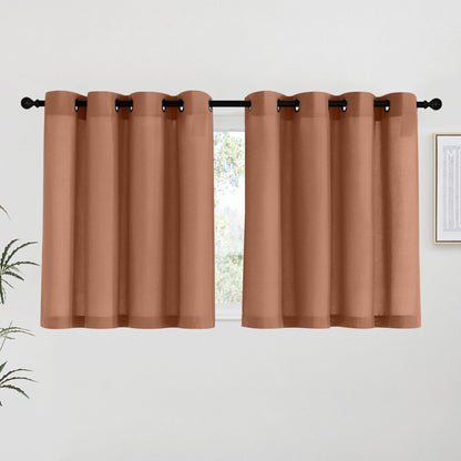NICETOWN Natural Linen Curtains 84 inch Long 2 Panels Set, Grommet Top Thick Linen Burlap Semi Sheer Vertical Drapes Privacy Assured with Light Filtering for Bedroom/Living Room, W55 x L84