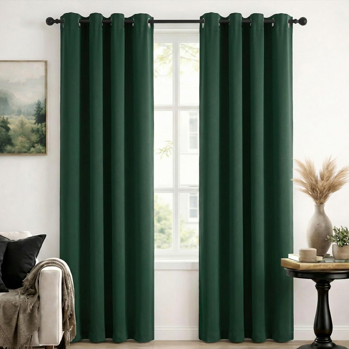 Simplebrand Sage Green Blackout Curtains 84 Inch Length 2 Panels Set for Bedroom/Living Room, Solid Room Darkening Thermal Insulated Grommet Energy Saving Window Treatment Drapes, Each 52" Wide