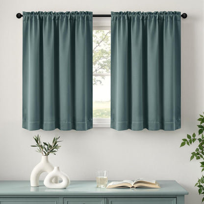 MIULEE Stone Blue Blackout Curtains for Bedroom Living Room 40"x63" 2 Panel
