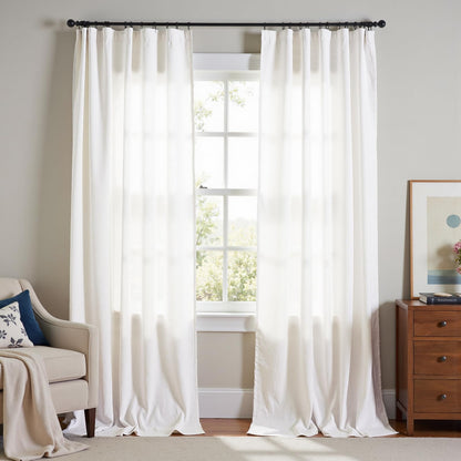 jinchan Linen Curtains Light Filtering Back Tab 50x96 Inch 2 Panels Beige
