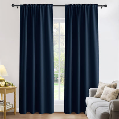 PONY DANCE Black Out Curtains 72 inch Long, Black, 2 Panels
