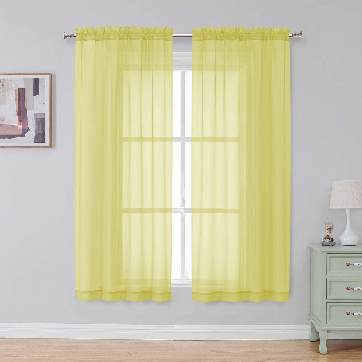 Simplebrand Black Sheer Curtains 84 Inches Long 2 Panels for Living Room