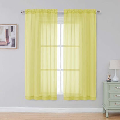 Simplebrand Black Sheer Curtains 84 Inches Long 2 Panels for Living Room