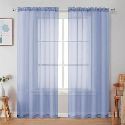 Simplebrand Black Sheer Curtains 84 Inches Long 2 Panels for Living Room