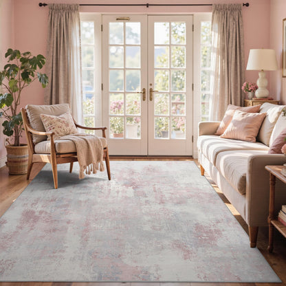 6x9 Ft Abstract Washable Area Rugs for Living Room Blue