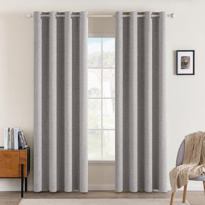 MIULEE 100% Blackout Linen Curtains for Bedroom 52x84 Inches Natural Beige