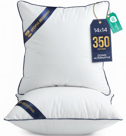 Premium Piping Throw Pillows 18x18, Decorative Pillow Inserts, 4-Pack