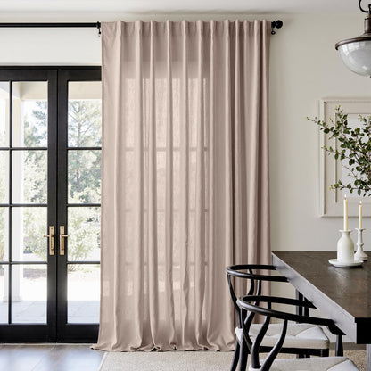 jinchan Linen Curtains Light Filtering Back Tab 50x96 Inch 2 Panels Beige