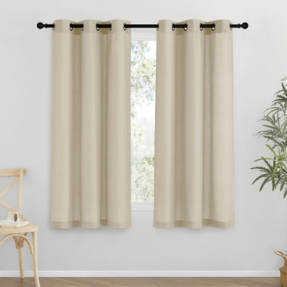 NICETOWN Natural Linen Curtains 84 inch Long 2 Panels Set, Grommet Top Thick Linen Burlap Semi Sheer Vertical Drapes Privacy Assured with Light Filtering for Bedroom/Living Room, W55 x L84