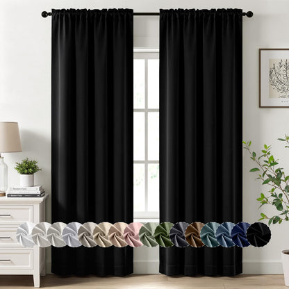 MIULEE Stone Blue Blackout Curtains for Bedroom Living Room 40"x63" 2 Panel
