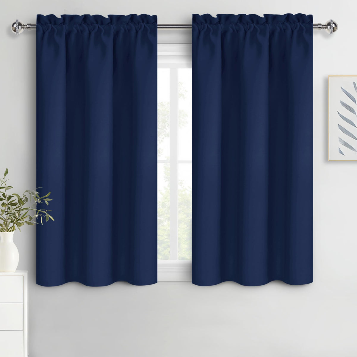 DWCN Blackout Curtains for Bedroom Living Room 42 x 63 Inch Long Black