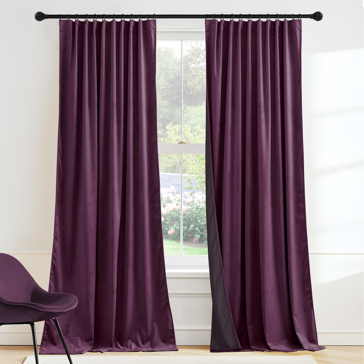 RYB HOME Sage Green Velvet Curtains 84 inches for Bedroom Living Room